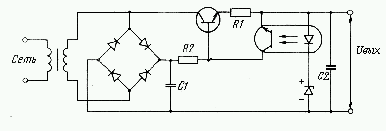 Стабилизатор напряжения с контролирующим оптроно