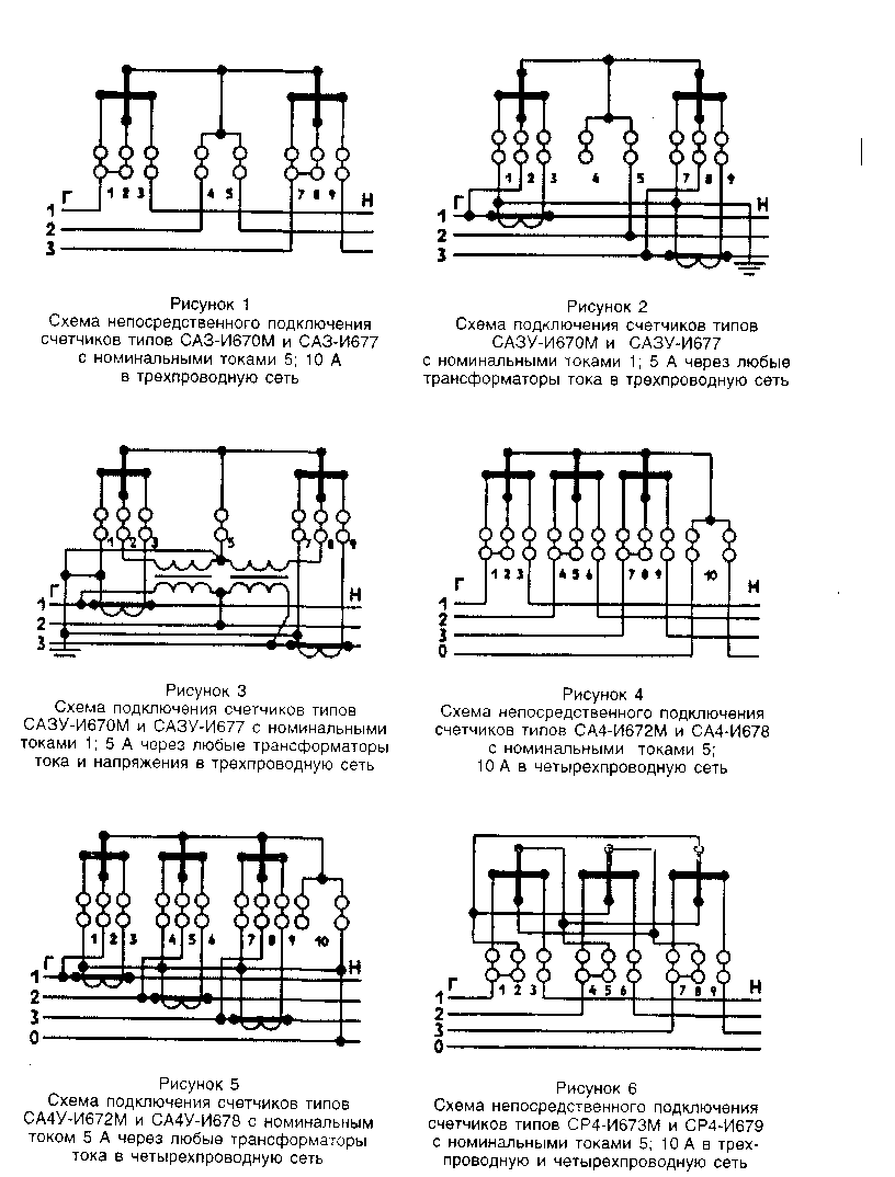 Схемы подключения счетчиков