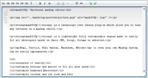 MarkItUp! - WYSIWYG HTML редакторы